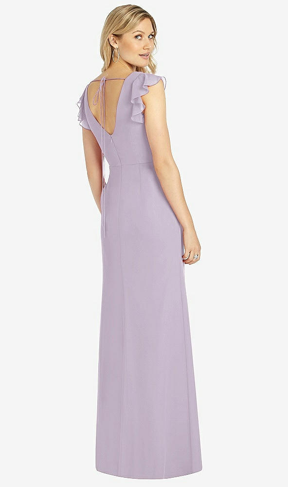 Back View - Lilac Haze Ruffled Sleeve Mermaid Dress with Front Slit