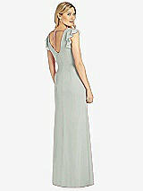 Rear View Thumbnail - Willow Green Ruffled Sleeve Mermaid Dress with Front Slit