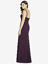 Rear View Thumbnail - Aubergine Flat Strap Stretch Mermaid Dress with Front Slit