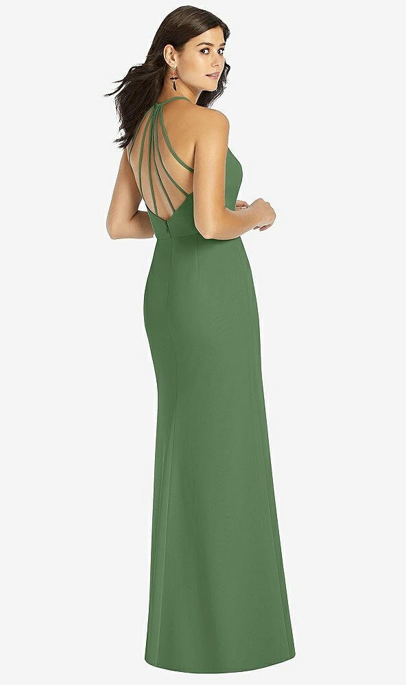 Back View - Vineyard Green Sunburst Strap Back Mermaid Dress
