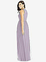 Rear View Thumbnail - Lilac Haze Shirred Skirt Jewel Neck Halter Dress with Front Slit