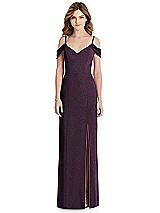 Front View Thumbnail - Aubergine Silver After Six Shimmer Bridesmaid Dress 1517LS