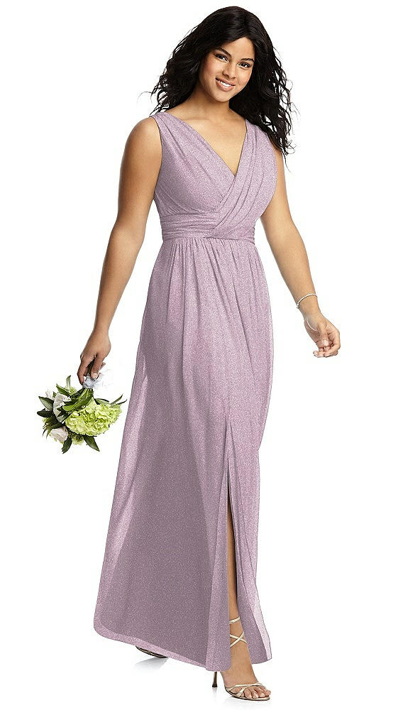 Front View - Suede Rose Silver Dessy Shimmer Bridesmaid Dress 2894LS
