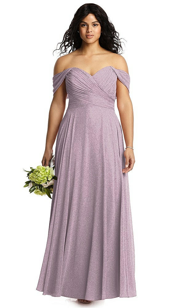 Front View - Suede Rose Silver Dessy Shimmer Bridesmaid Dress 2970LS