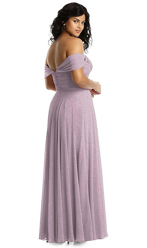 Back View - Suede Rose Silver Dessy Shimmer Bridesmaid Dress 2970LS