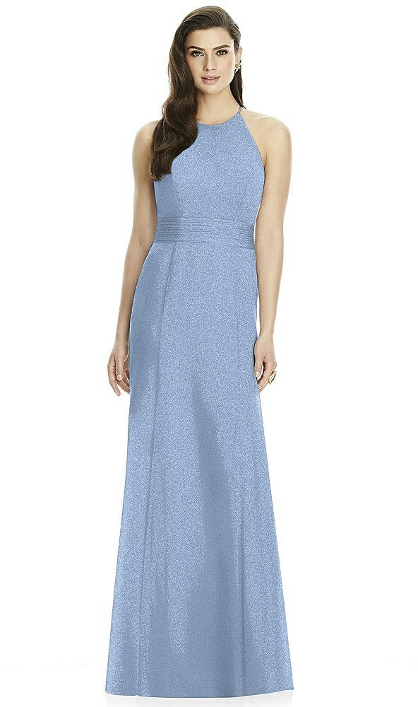 Back View - Cloudy Silver Dessy Shimmer Bridesmaid Dress 2990LS