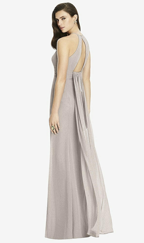 Front View - Taupe Silver Dessy Shimmer Bridesmaid Dress 2990LS