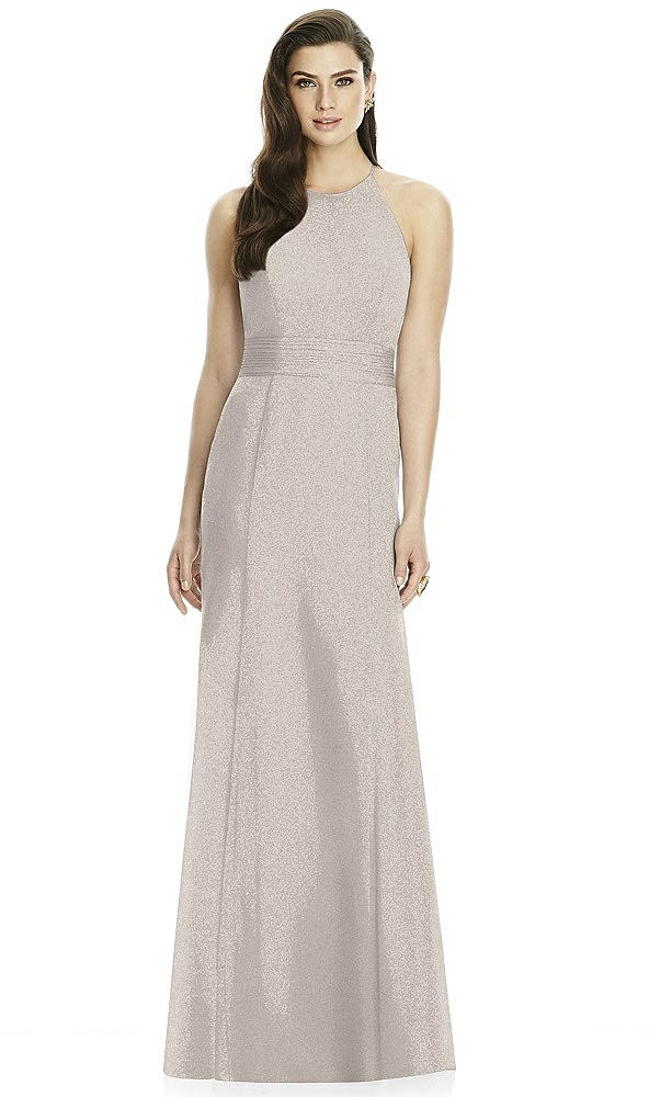 Back View - Taupe Silver Dessy Shimmer Bridesmaid Dress 2990LS