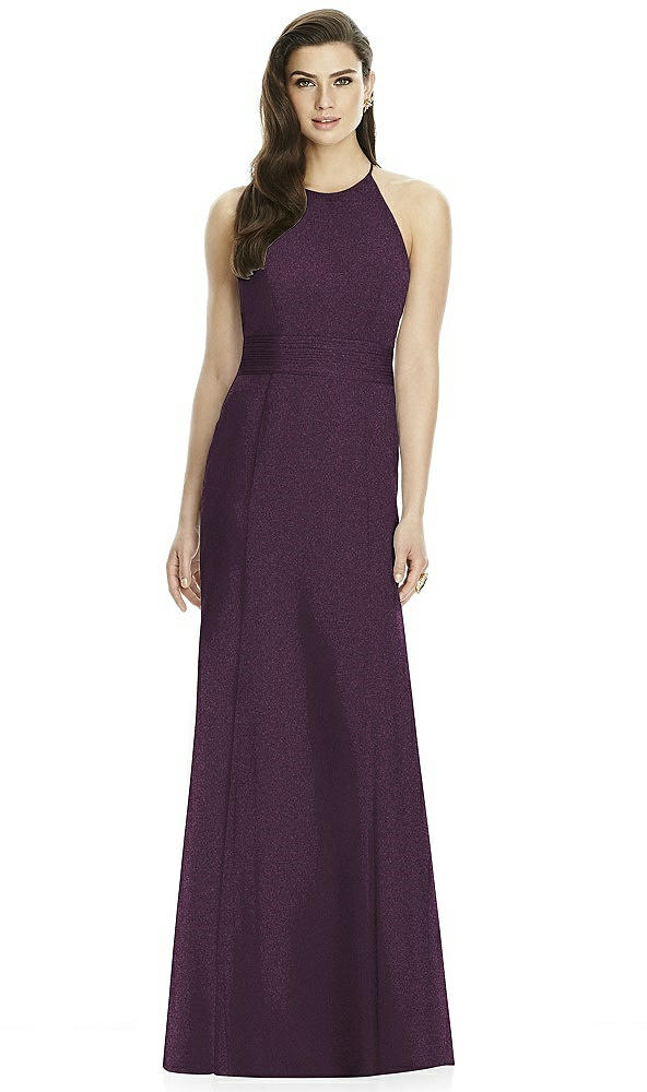 Back View - Aubergine Silver Dessy Shimmer Bridesmaid Dress 2990LS