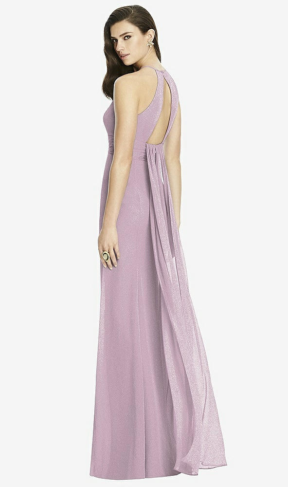 Front View - Suede Rose Silver Dessy Shimmer Bridesmaid Dress 2990LS
