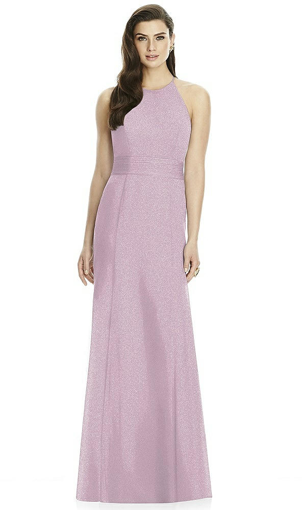 Back View - Suede Rose Silver Dessy Shimmer Bridesmaid Dress 2990LS
