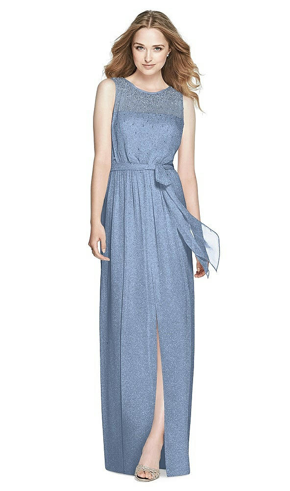 Front View - Cloudy Silver Dessy Shimmer Bridesmaid Dress 3025LS