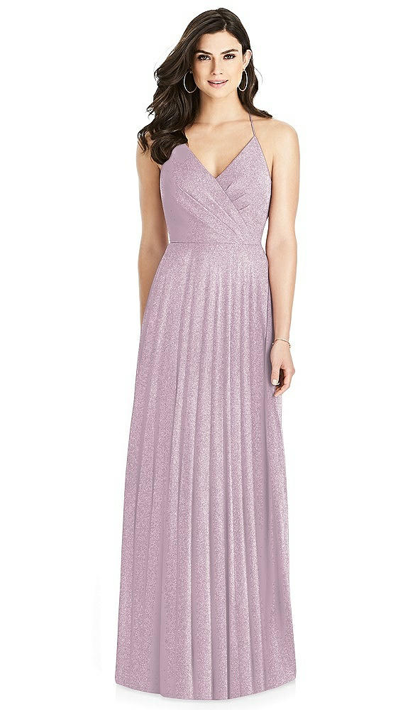 Back View - Suede Rose Silver Dessy Shimmer Bridesmaid Dress 3021LS