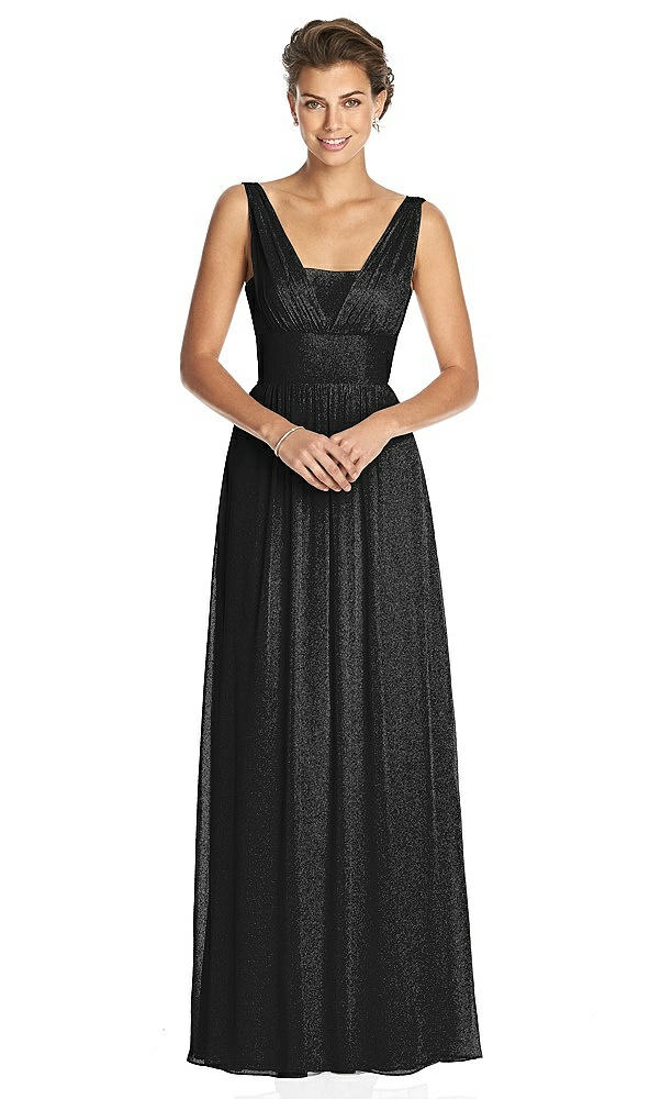 Front View - Black Silver Dessy Shimmer Bridesmaid Dress 3026LS
