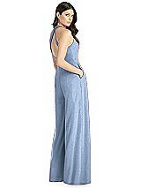 Rear View Thumbnail - Cloudy Silver Dessy Shimmer Bridesmaid Jumpsuit Arielle LS