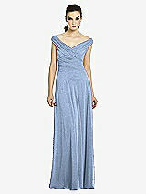 Front View Thumbnail - Cloudy Silver After Six Shimmer Bridesmaids Dress 6667LS