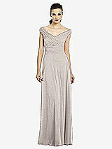 Front View Thumbnail - Taupe Silver After Six Shimmer Bridesmaids Dress 6667LS