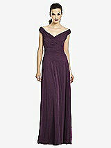 Front View Thumbnail - Aubergine Silver After Six Shimmer Bridesmaids Dress 6667LS