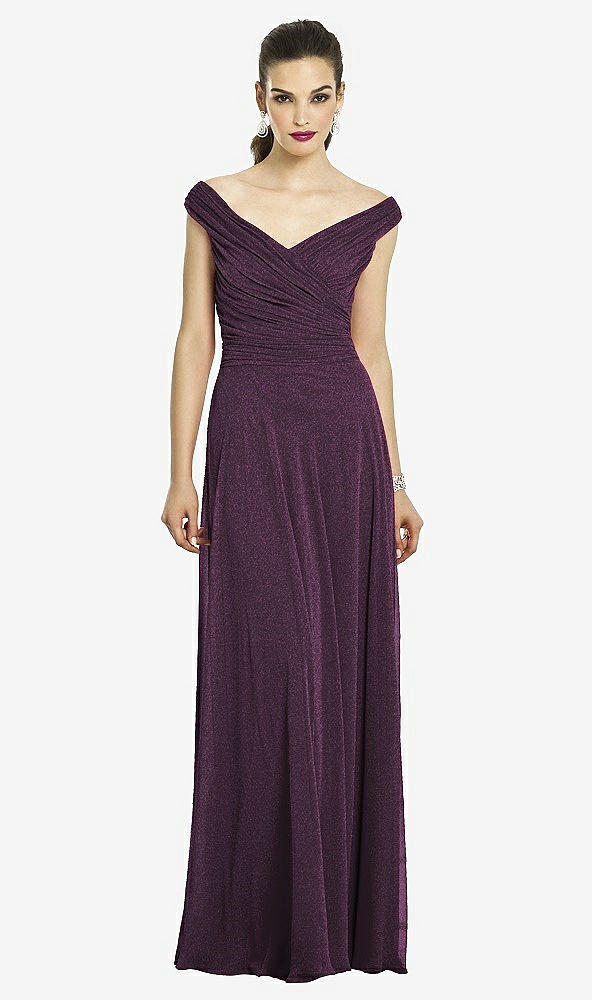Front View - Aubergine Silver After Six Shimmer Bridesmaids Dress 6667LS