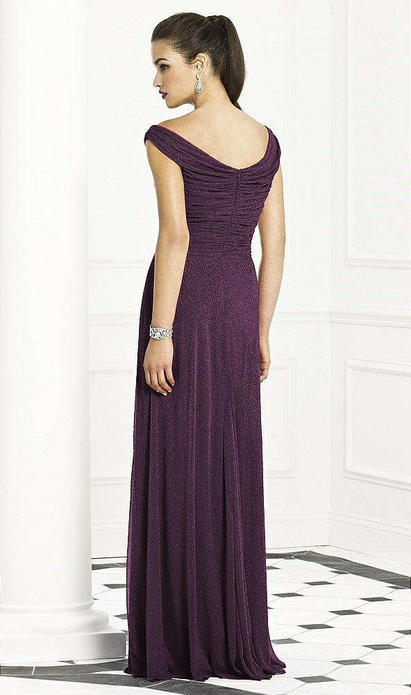 Back View - Aubergine Silver After Six Shimmer Bridesmaids Dress 6667LS