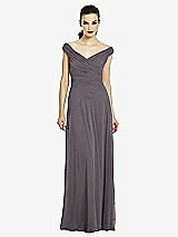 Front View Thumbnail - Stormy Silver After Six Shimmer Bridesmaids Dress 6667LS