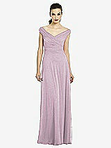 Front View Thumbnail - Suede Rose Silver After Six Shimmer Bridesmaids Dress 6667LS