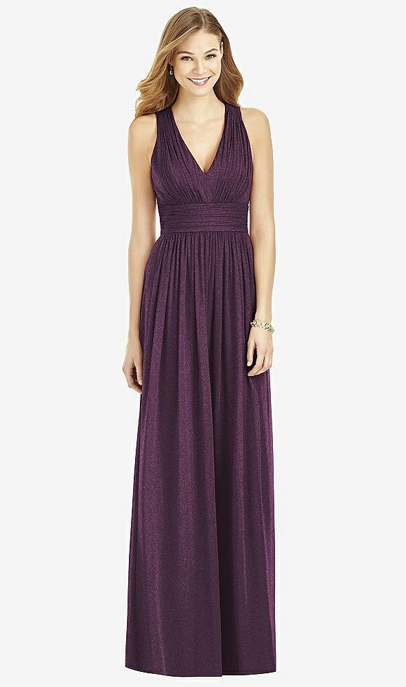 Front View - Aubergine Silver After Six Shimmer Bridesmaid Dress 6752LS