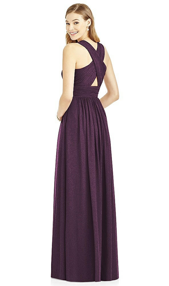 Back View - Aubergine Silver After Six Shimmer Bridesmaid Dress 6752LS