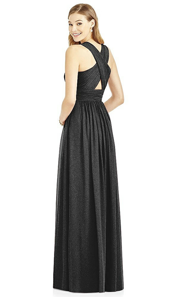 Back View - Black Silver After Six Shimmer Bridesmaid Dress 6752LS