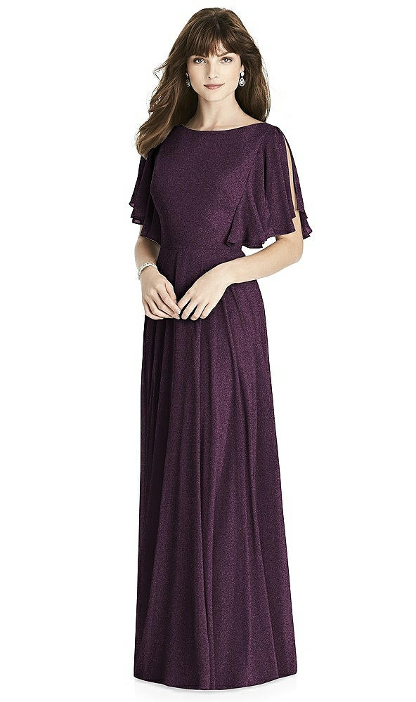 Front View - Aubergine Silver After Six Shimmer Bridesmaid Dress 6778LS