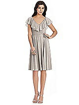 Front View Thumbnail - Taupe Silver After Six Shimmer Bridesmaid Dress 6796LS