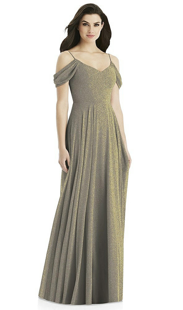 Back View - Mocha Gold Studio Design Shimmer Bridesmaid Dress 4525LS