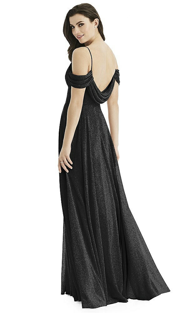 Front View - Black Silver Studio Design Shimmer Bridesmaid Dress 4525LS