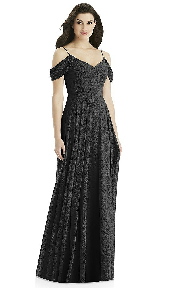 Back View - Black Silver Studio Design Shimmer Bridesmaid Dress 4525LS