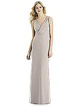 Front View Thumbnail - Taupe Silver Bella Bridesmaids Shimmer Dress BB113LS