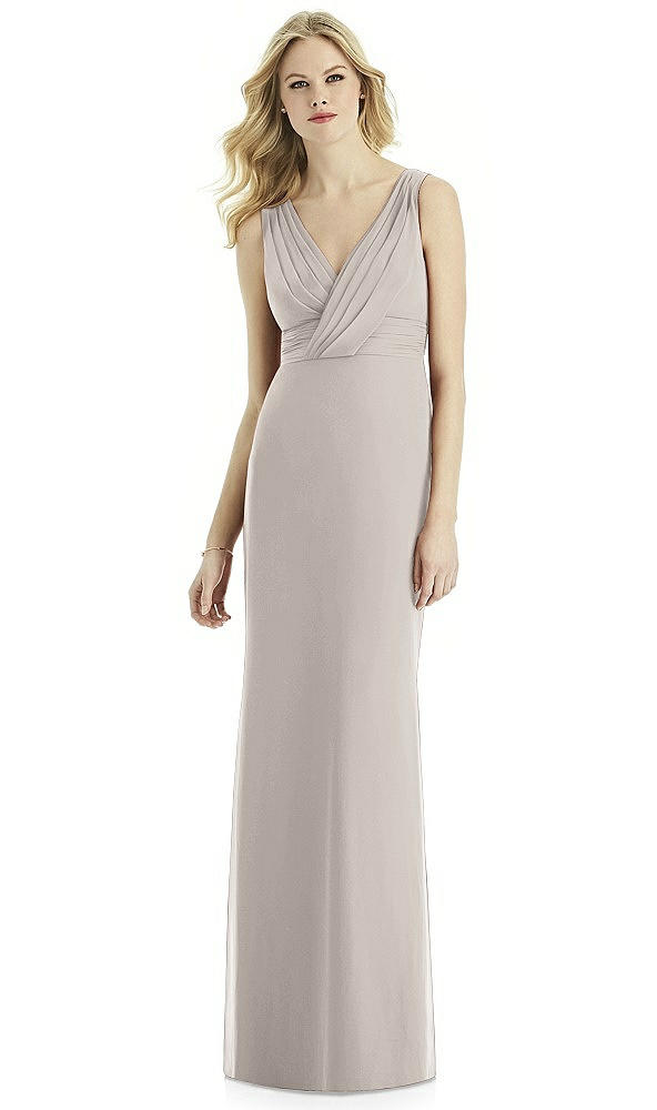 Front View - Taupe Silver Bella Bridesmaids Shimmer Dress BB113LS