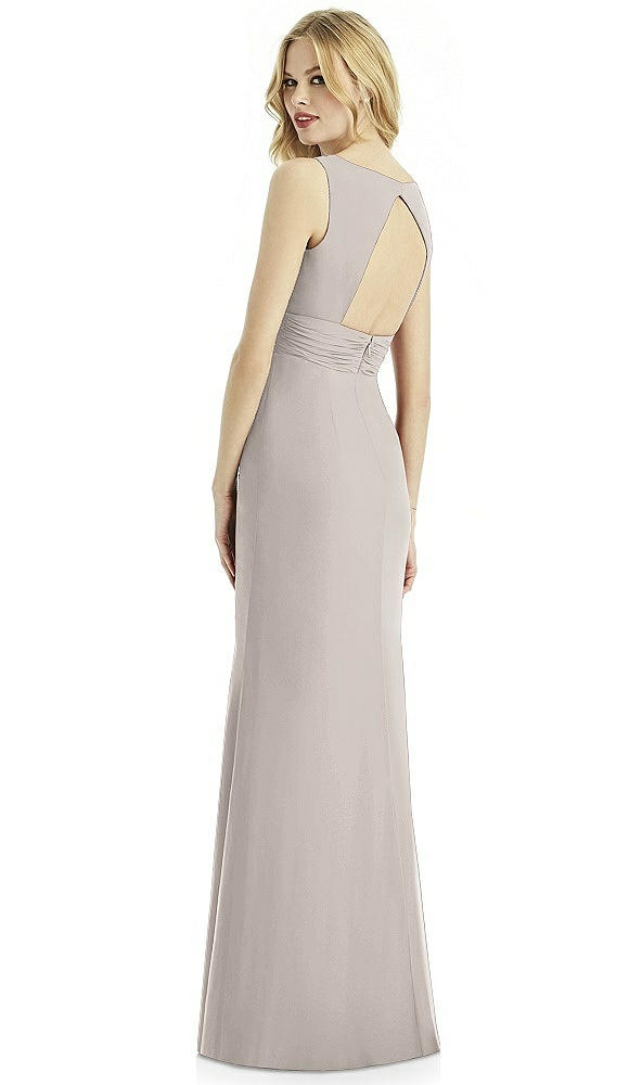 Back View - Taupe Silver Bella Bridesmaids Shimmer Dress BB113LS