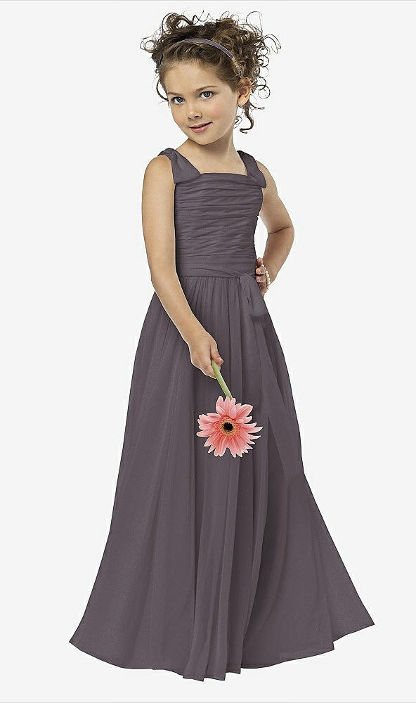 Front View - Stormy Silver Flower Girl Shimmer Dress FL4033LS