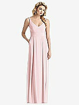 Front View Thumbnail - Ballet Pink Sleeveless Pleated Skirt Maxi Dress with Pockets