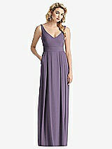 Front View Thumbnail - Lavender Sleeveless Pleated Skirt Maxi Dress with Pockets