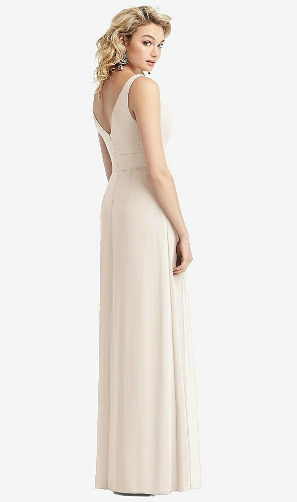 Back View - Oat Sleeveless Pleated Skirt Maxi Dress with Pockets