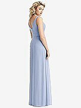 Rear View Thumbnail - Sky Blue Sleeveless Pleated Skirt Maxi Dress with Pockets
