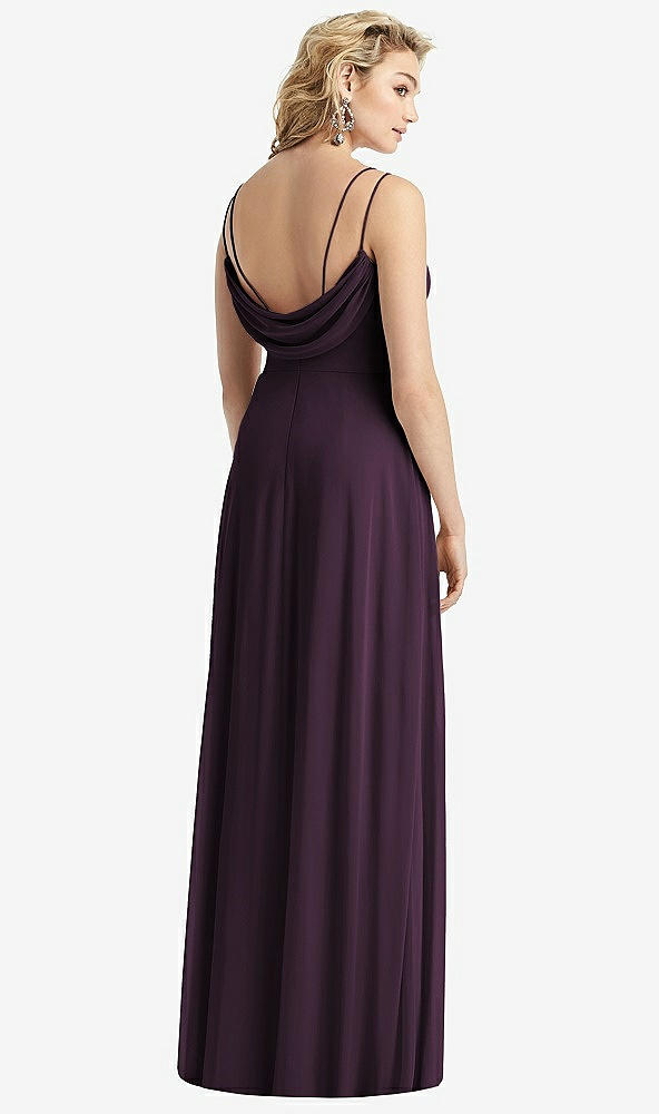 Front View - Aubergine Cowl-Back Double Strap Maxi Dress with Side Slit