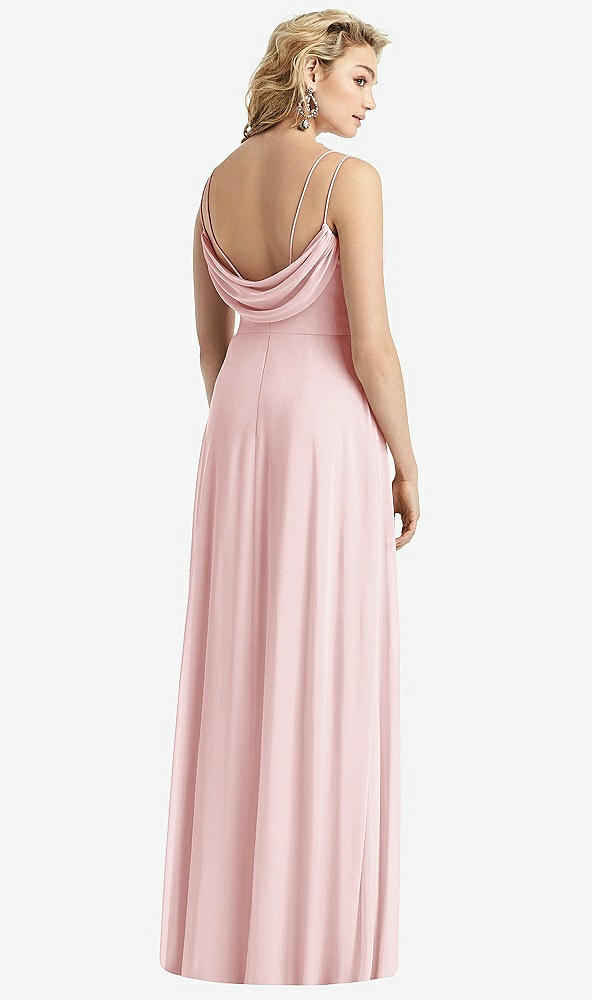 Front View - Ballet Pink Cowl-Back Double Strap Maxi Dress with Side Slit