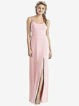 Rear View Thumbnail - Ballet Pink Cowl-Back Double Strap Maxi Dress with Side Slit