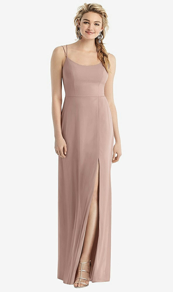 Back View - Neu Nude Cowl-Back Double Strap Maxi Dress with Side Slit