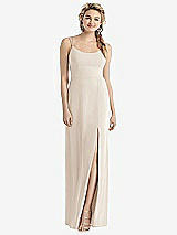 Rear View Thumbnail - Oat Cowl-Back Double Strap Maxi Dress with Side Slit