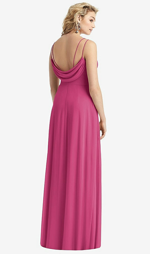 Front View - Tea Rose Cowl-Back Double Strap Maxi Dress with Side Slit