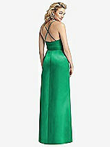 Rear View Thumbnail - Pantone Emerald Pleated Skirt Satin Maxi Dress with Pockets