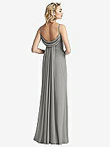 Front View Thumbnail - Chelsea Gray Shirred Sash Cowl-Back Chiffon Trumpet Gown